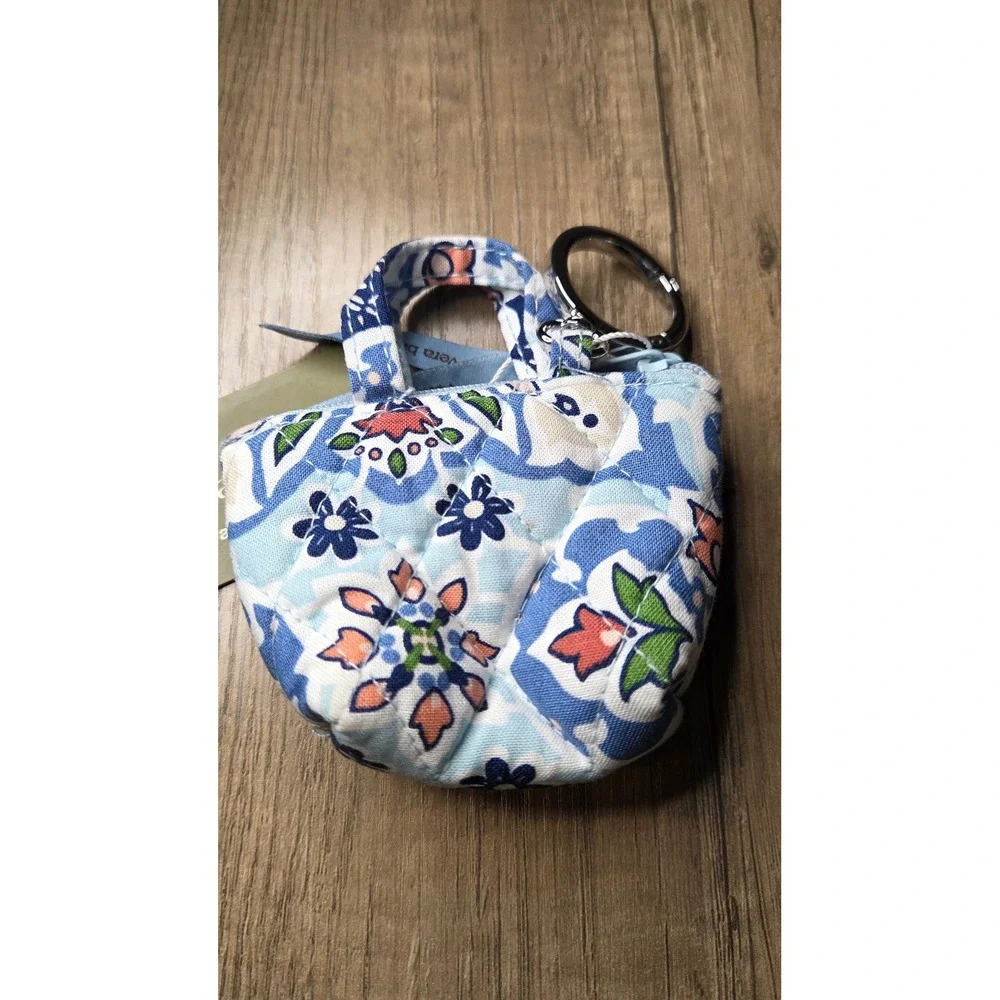 Vera Bradley Target Quilted Mini Tote Keychain Bag Charm Blue Floral Medallion